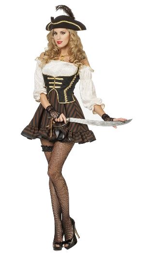 Pirate bruin - Willaert, verkleedkledij, carnavalkledij, carnavaloutfit, feestkledij, piraat, piraten, ahoi, kapitein, waterratten, zeerover,